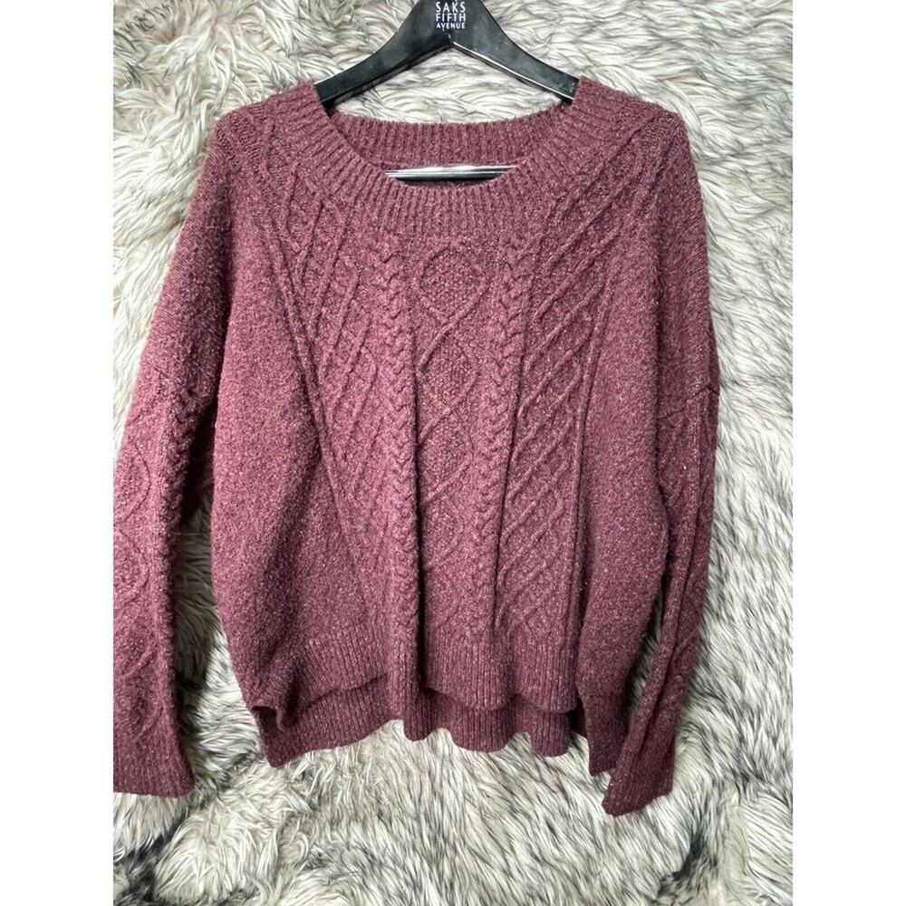Cozy Cropped Mauve Knit Sweater Women's Size‎ L